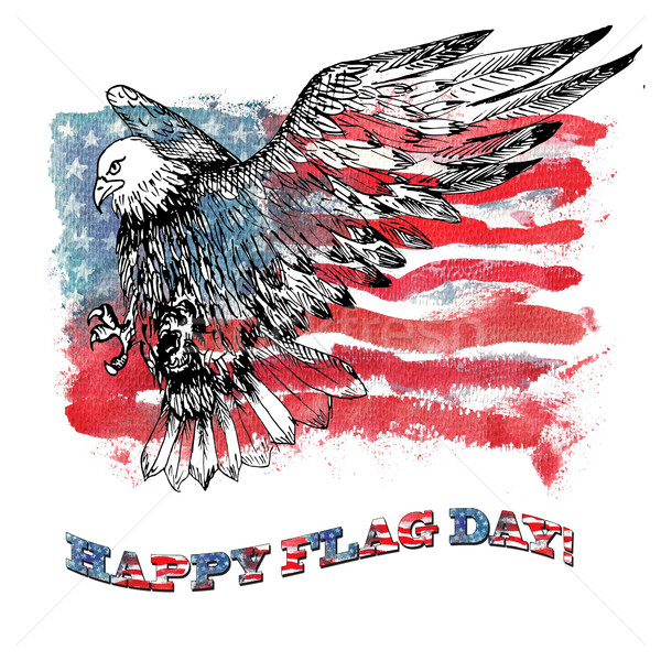 600x600 Watercolor American Flag. Happy Flag Day. Stock Photo Tatiana