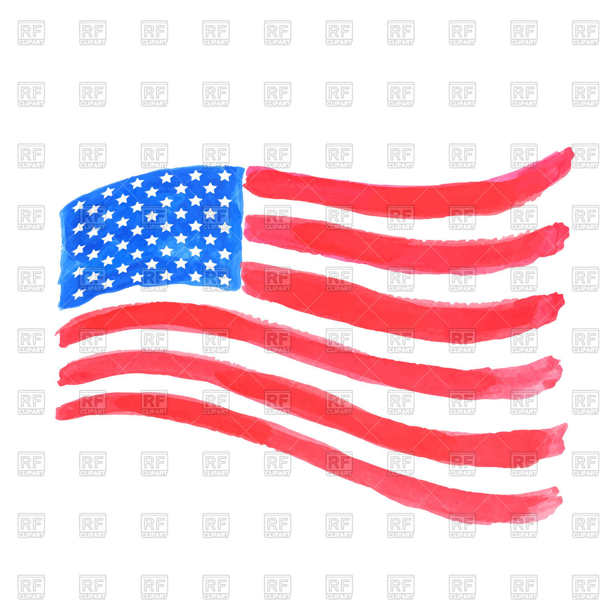 1200x1200 Wavy Usa Flag Made Of Watercolor Brushstrokes Vector Image
