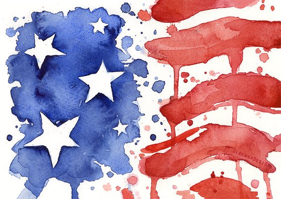 570x403 American Flag Art Print Of Watercolor Painting Flag Art Etsy