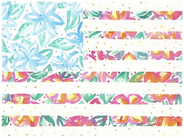 600x450 American Flag Tropical Watercolor