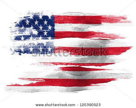 450x358 The Usa Flag Painted On White Paper With Watercolor