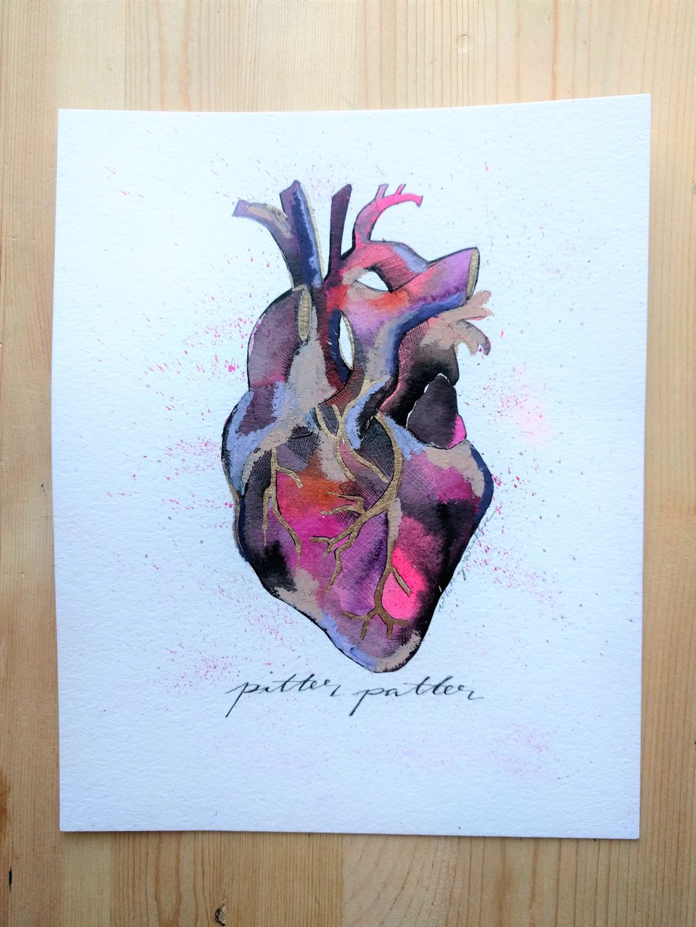 1000x1333 8x10 Pitter Patter Anatomical Heart Print Whitney Winkler Art