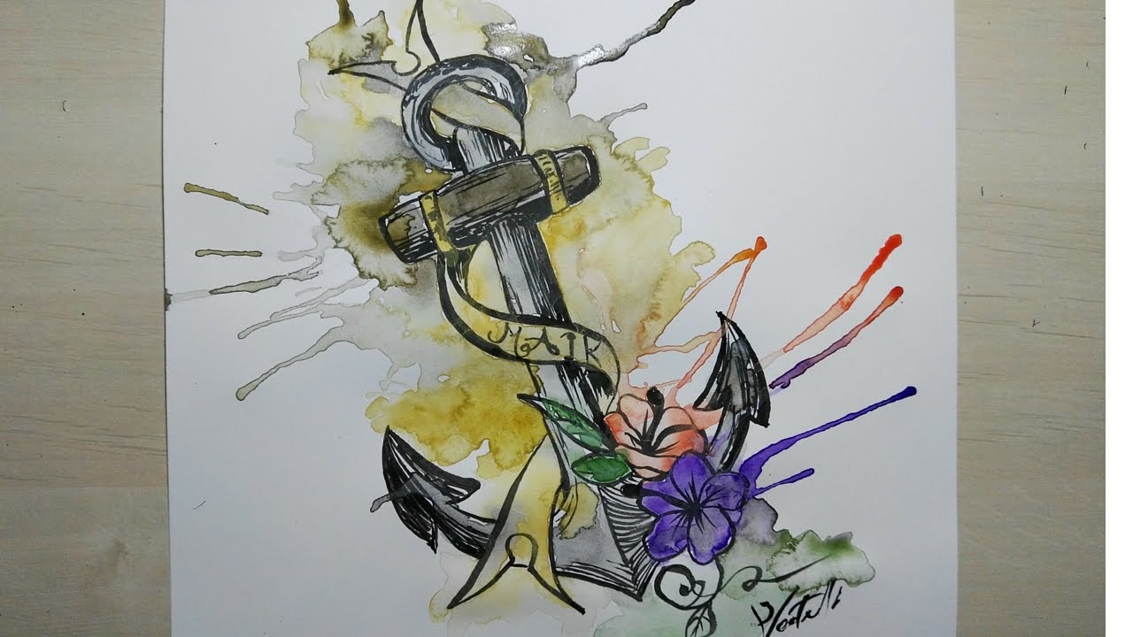 1280x720 How To Paint Watercolour Anchor Tattoo