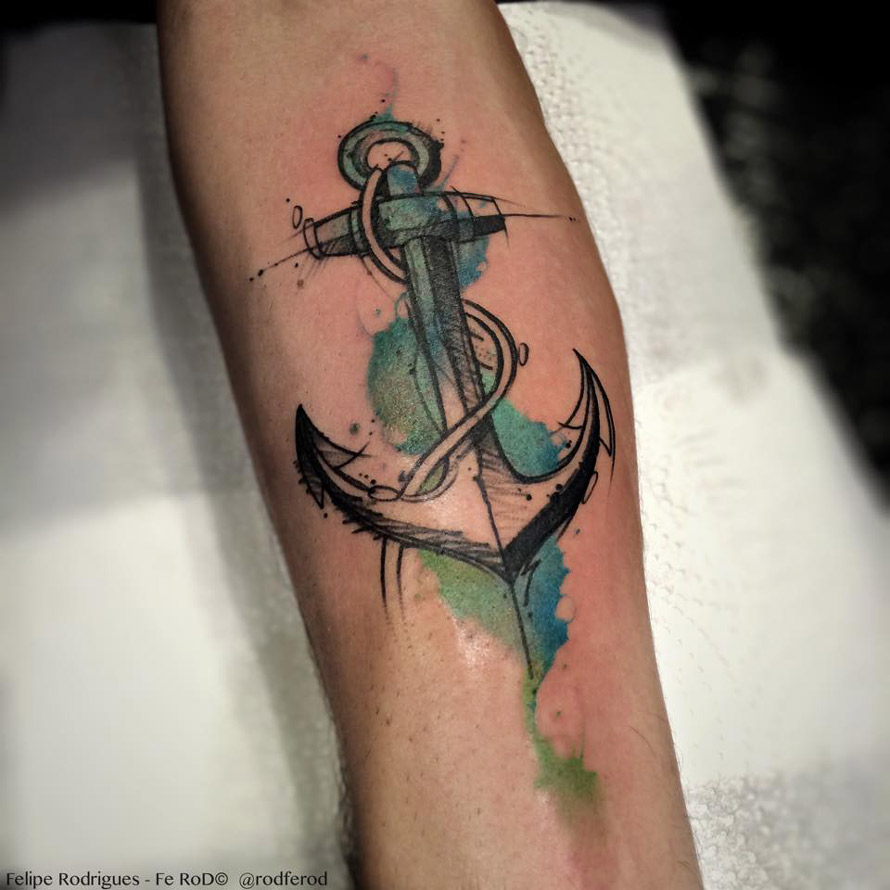 890x890 Watercolor Anchor Forearm Tattoo Best Tattoo Design Ideas