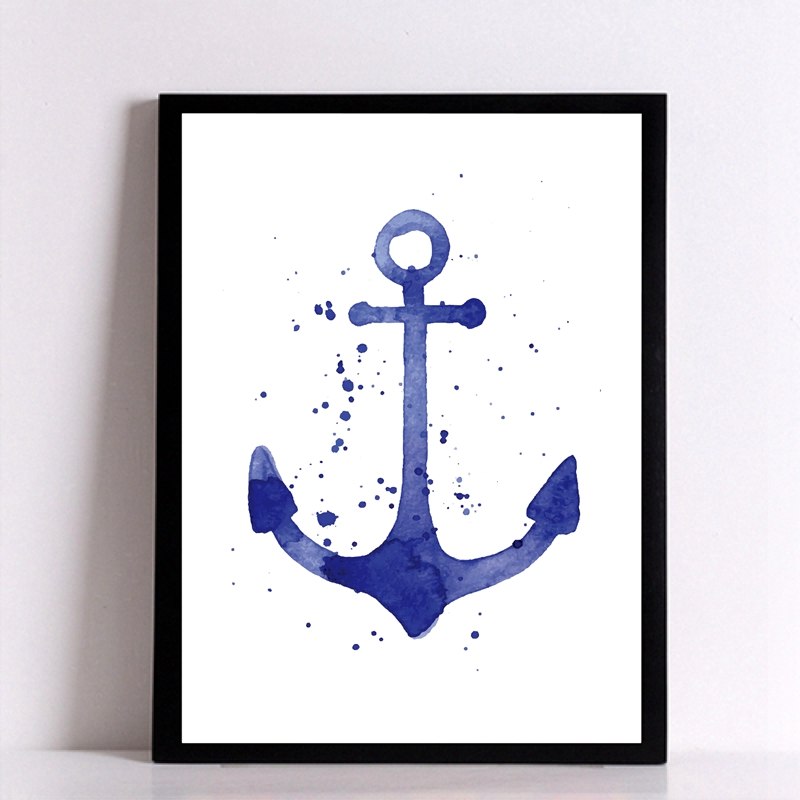 800x800 Watercolor Anchor And Steering Wheel Art Print Pictures , Nordic
