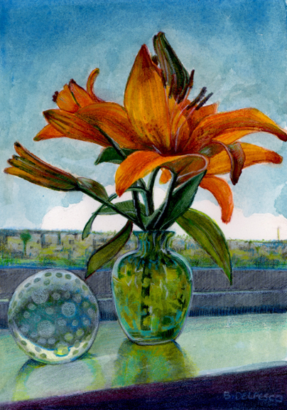 404x576 Watercolor Tiger Lily Polka Dot (Amp Using Colored Pencil On