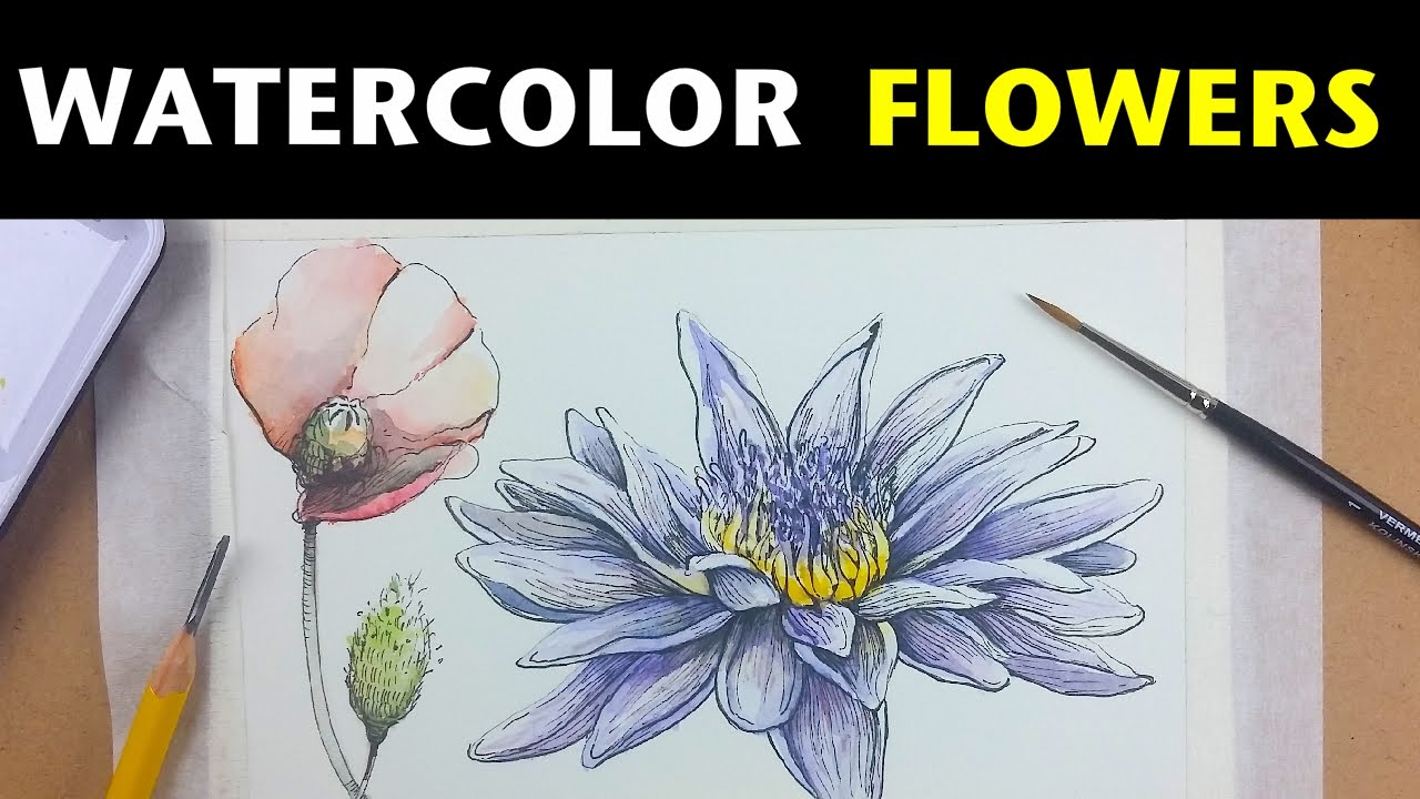 1280x720 How To Draw And Paint Flowers With Watercolor Amp Ink