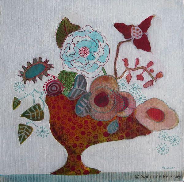 600x593 How To Paint Flowers From Imagination With Acrylic Ink On Canvas