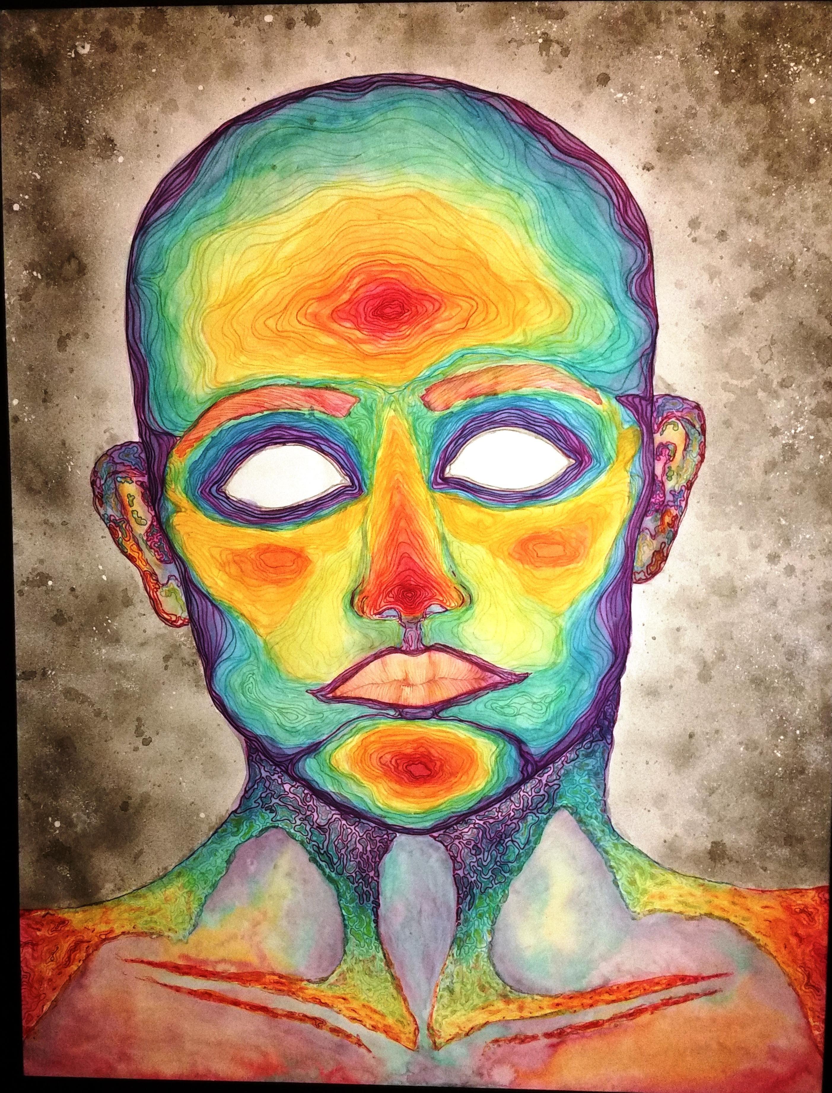 2805x3681 David Nahabedian, Watercolor And Marker, 2013 Art