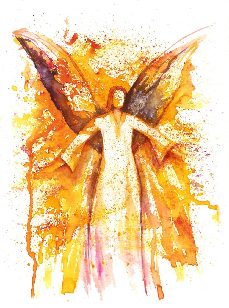 770x1038 Angel Watercolour Painting Painting By Natalja Picugina Saatchi Art