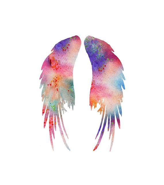 570x642 Watercolor Art Print Angel Wings Art Print,colorful Watercolor