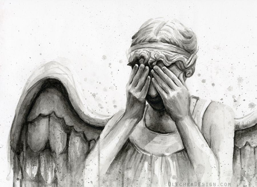 900x658 Weeping Angel Watercolor Olechka Design