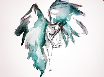 350x258 Angel Iv (2018) By Sandra Encaoua (2018) Painting Watercolor