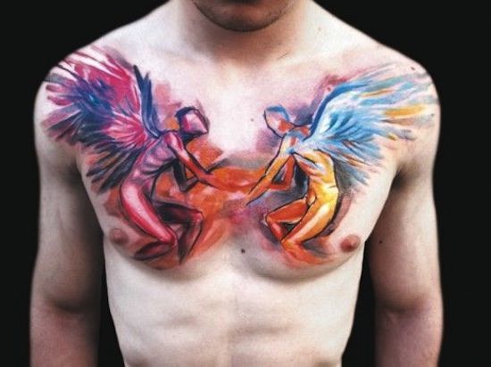 550x412 Watercolor Angel Wings Painting