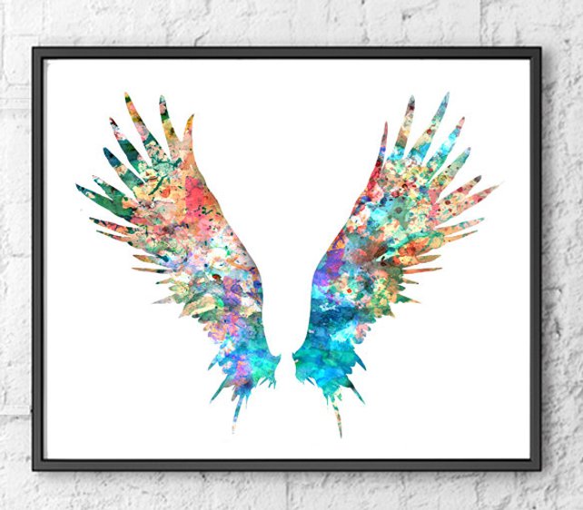 642x562 Angel Wings Art Print Watercolor Painting Feather Art Print Etsy