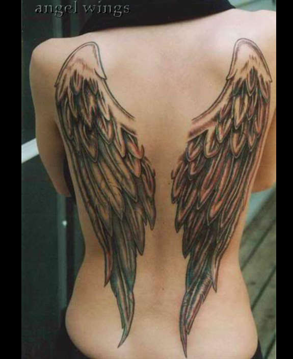 575x704 37 Good And Evil Angel Wings Tattoos