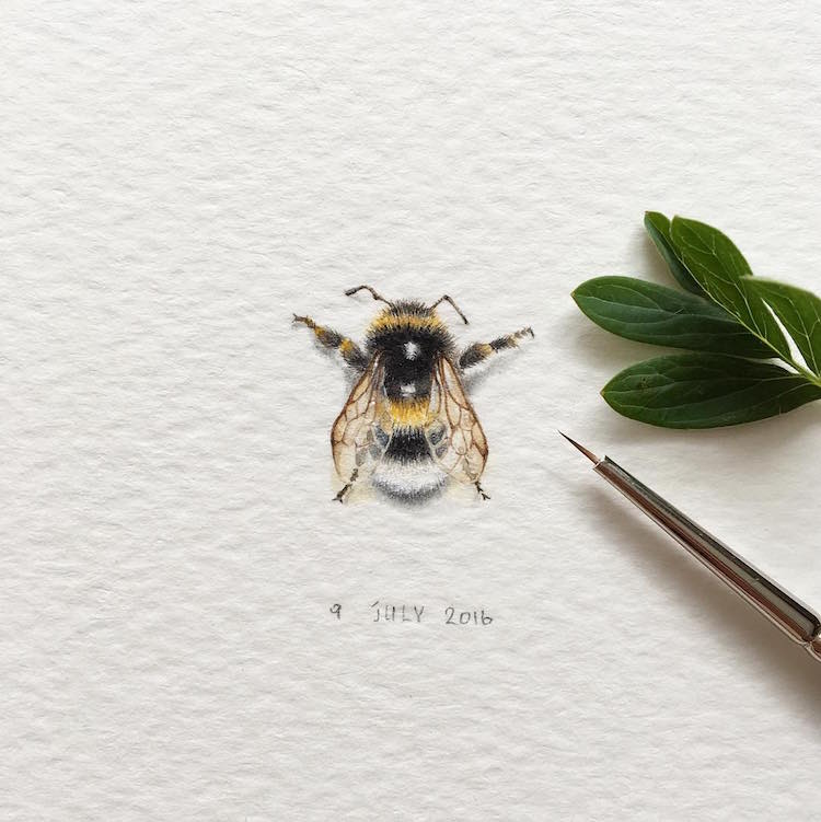 750x751 Miniature Paintings Of Adorable Animals Capture Every Cute Little