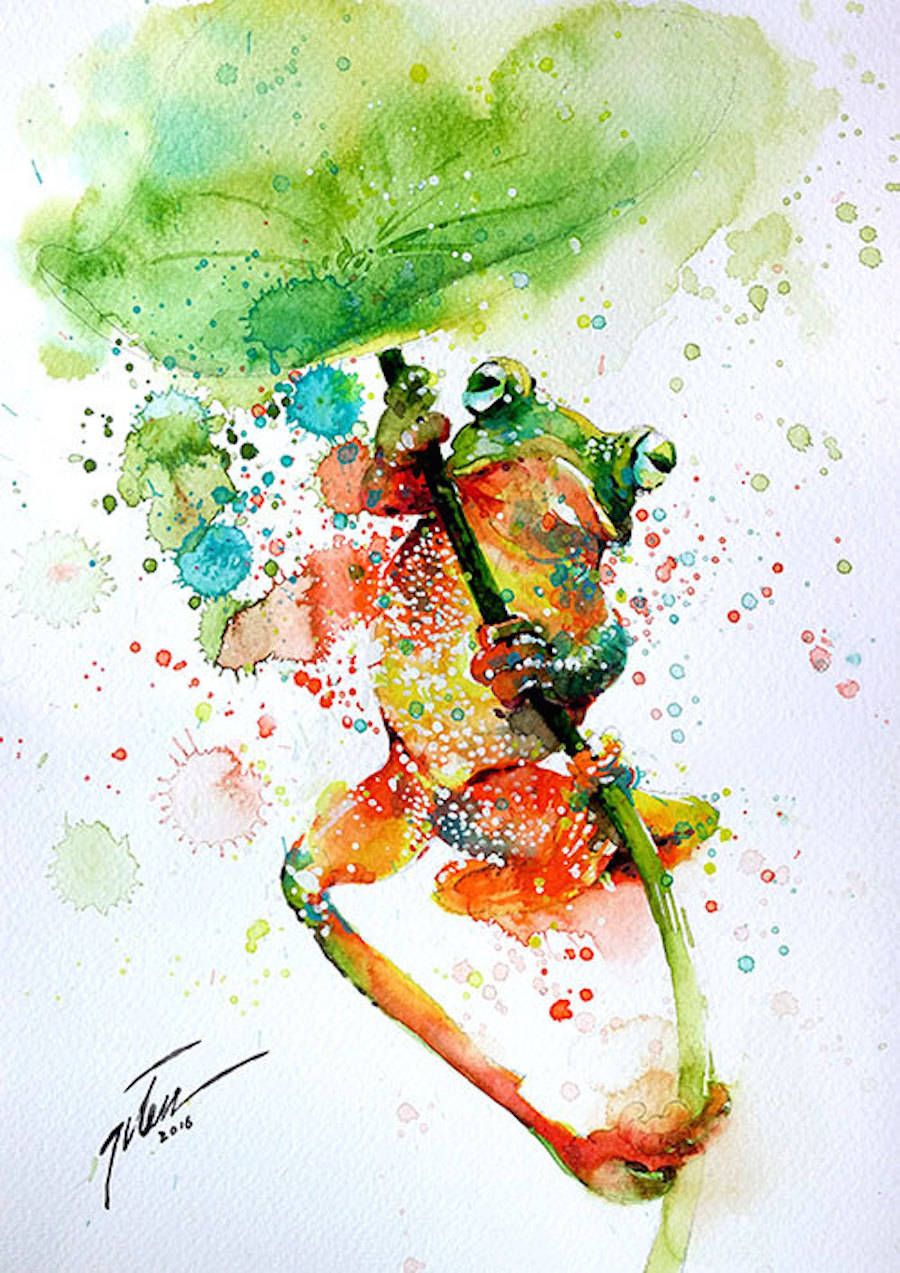 900x1273 Colorful Splashed Watercolor Animals Paintings In 2018 Art