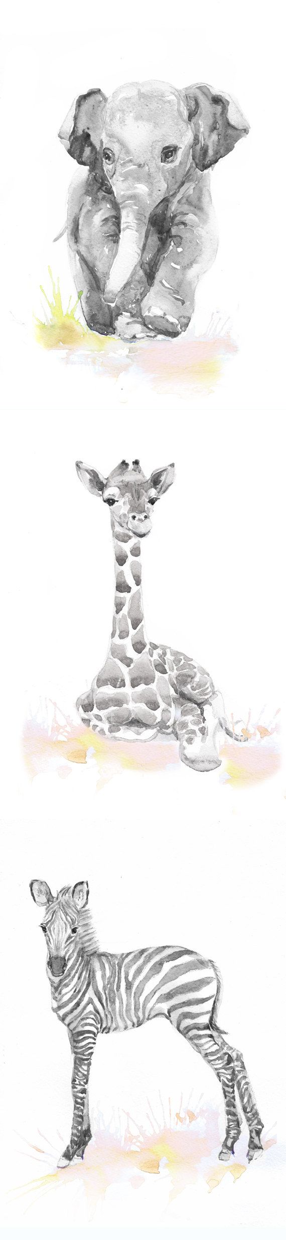 570x2469 Neutral Nursery Decor, Set Of 3 Prints, Baby Animals Nursery