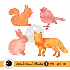 Watercolor Animal Silhouettes