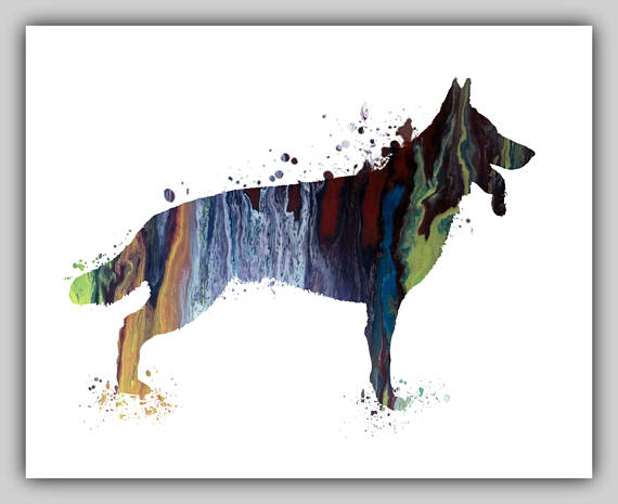 570x465 German Shepherd Watercolor Water Color Dog Print Dog Animal