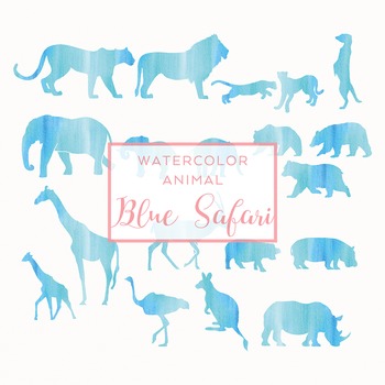 350x350 Watercolor Safari Animals Silhouettes Clip Art