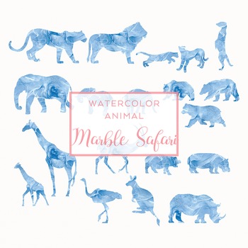 350x350 Watercolor Safari Animals Silhouettes Clip Art