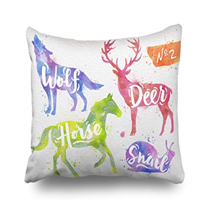 425x425 Summor Silhouettes Of Animal Watercolor Throw Pillow