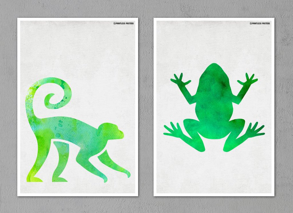 1024x745 Buy Watercolor Animal Silhouette Posters