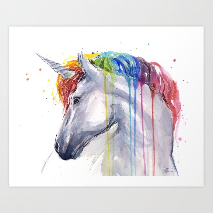 700x700 Rainbow Unicorn Watercolor Animal Magical Whimsical Animals Art