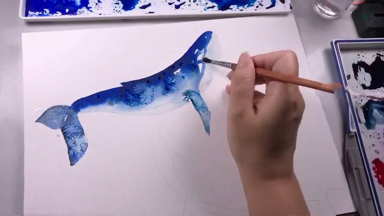 1280x720 Water Color Whale Tutorial