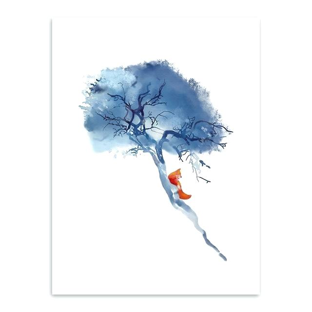 640x640 Water Color Animals Watercolor Animals Fox Tree Canvas Art Print