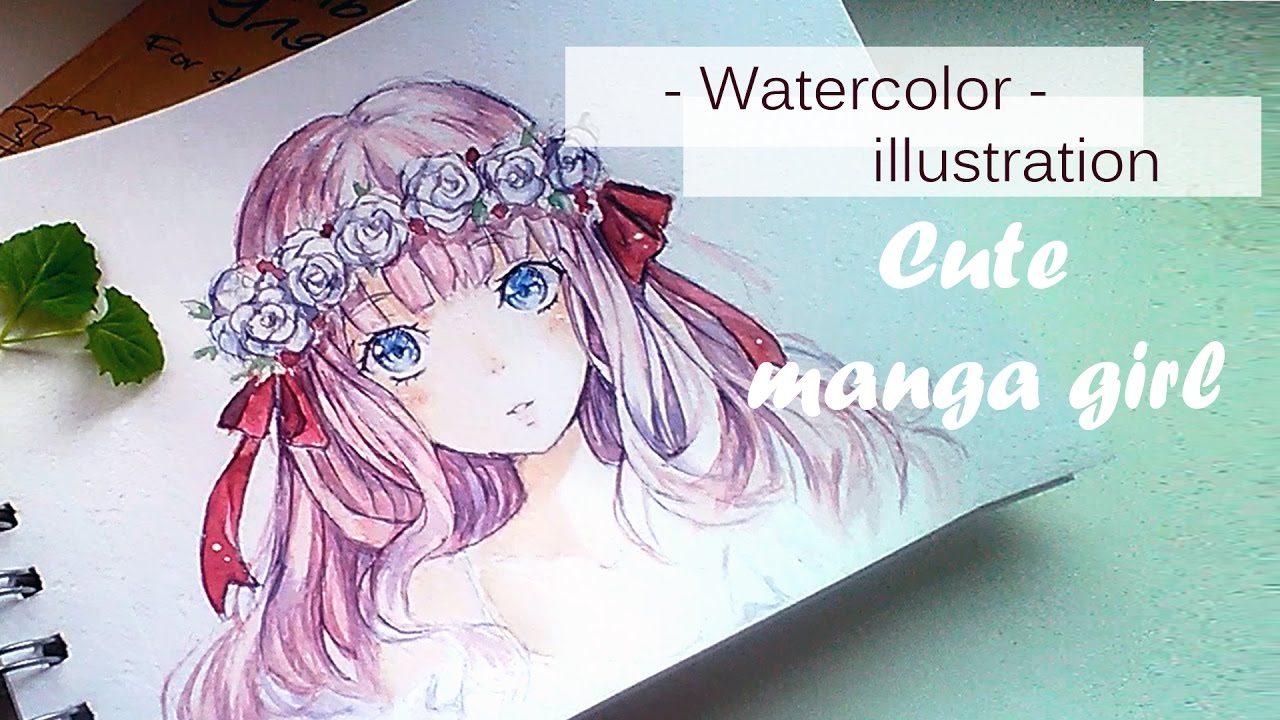 1280x720 Watercolor Painting Timelapse Manga Girl