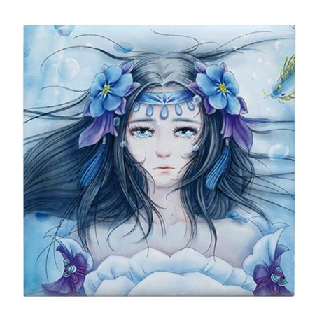 460x460 Watercolor Painting Underwater Anime Tile Coaster By Admin Cp141489836