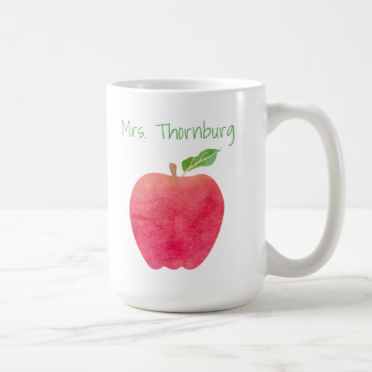 540x540 Personalized Teacher Red Watercolor Apple Teachers Coffee Mug