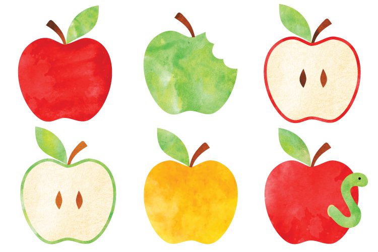 750x500 Watercolor Apple Clip Art