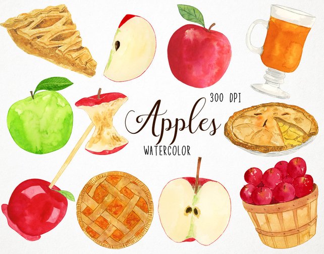 642x503 Watercolor Apple Clipart Fall Clipart Autumn Clipart Apple Etsy