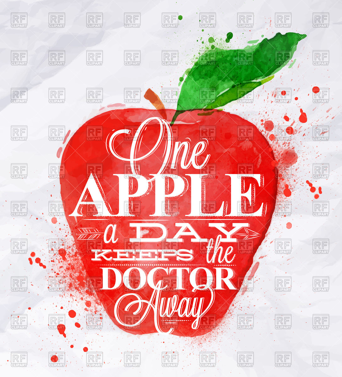 1088x1200 Watercolor Apple And Lettering One Apple A Day Keeps The Doctor