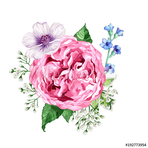 500x500 Square Composition Of Flowers Roses, Hydrangea, Apple Tree Flowers