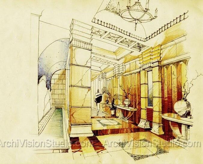 675x546 Rendering On Colored Paper Watercolor Sketches Arch