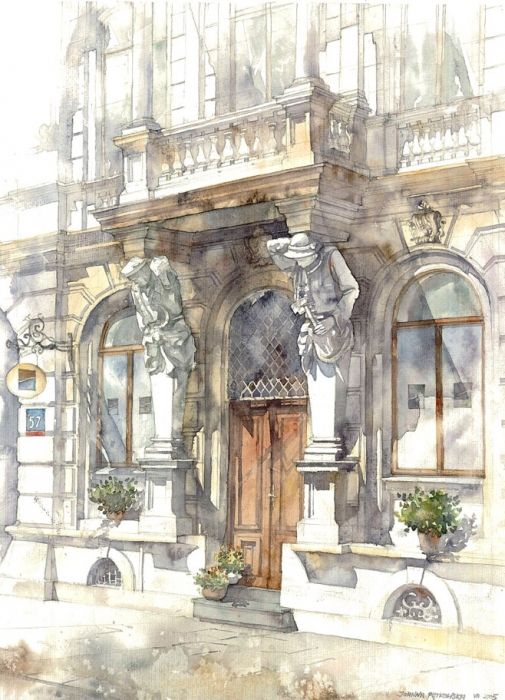 505x700 Classical Architecture Watercolor Arch