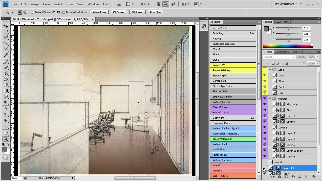 1280x720 Digital Watercolor Technique