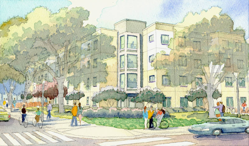 800x470 Watercolor Rendering Of Competition Entry For U C Davis Dormitory