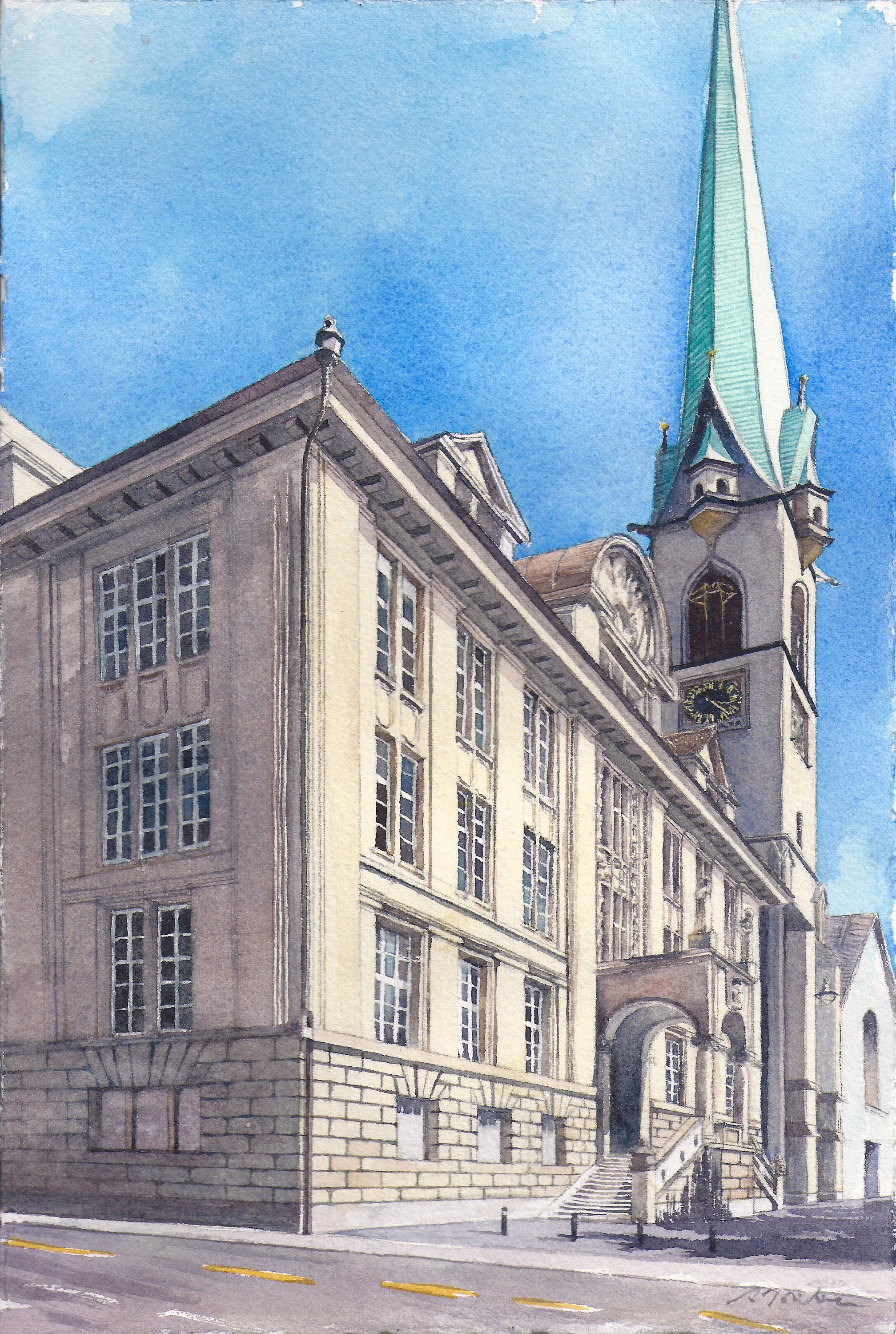 2015x3000 Commission Watercolor Architecture Work By Sumiyo Toribe