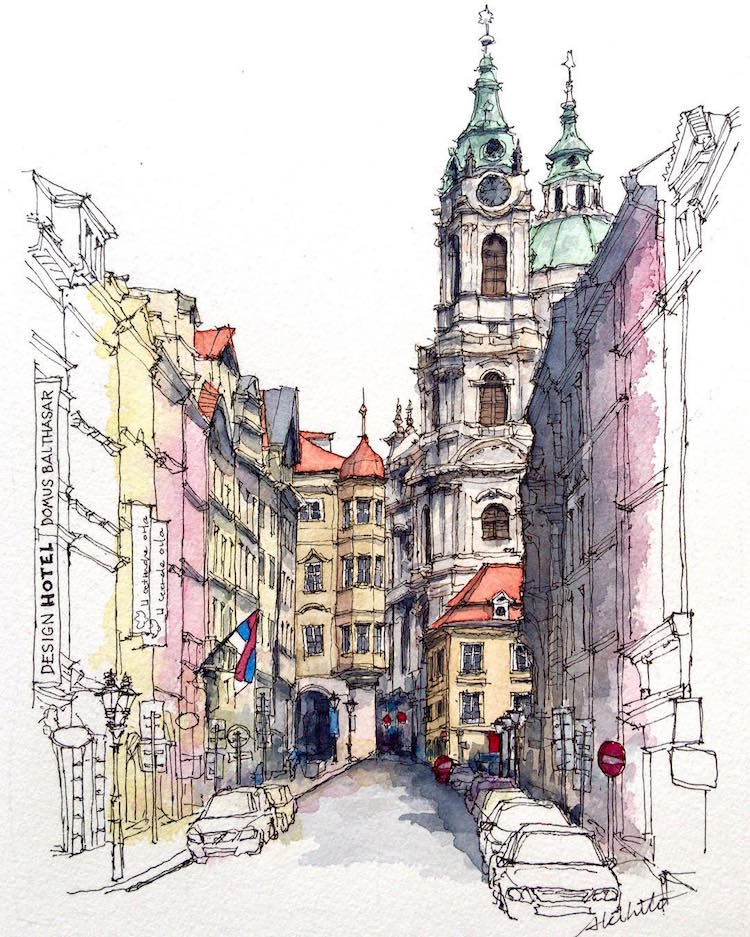 750x937 Watercolor Paintings Of International Architecture By Artist With