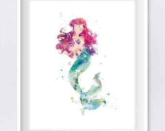 340x270 Disney Princess Ariel Watercolor Disney Art Nursery Ariel