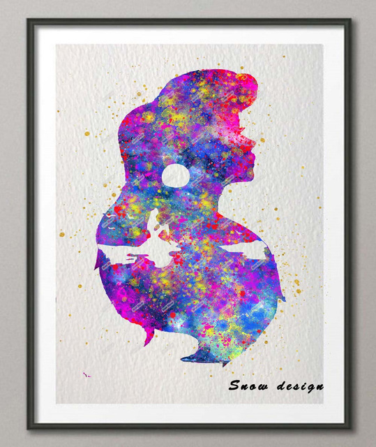 539x640 Original Watercolor Little Mermaid Ariel Poster Print Pictures