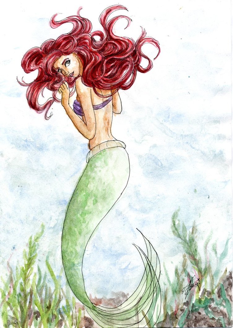 753x1061 Watercolor Ariel By Katyshaga