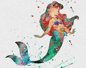340x270 Watercolor Ariel Etsy