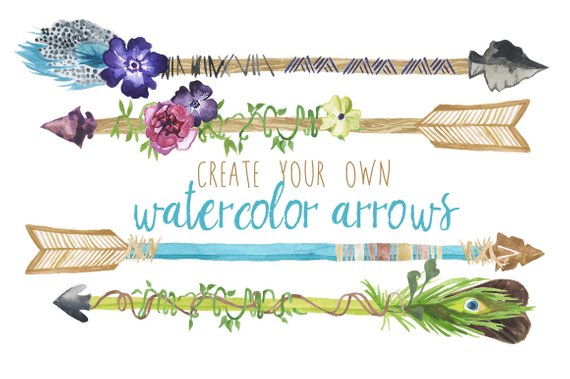 570x379 Create Your Own Watercolor Arrows Clip Art Watercolor Arrow Etsy